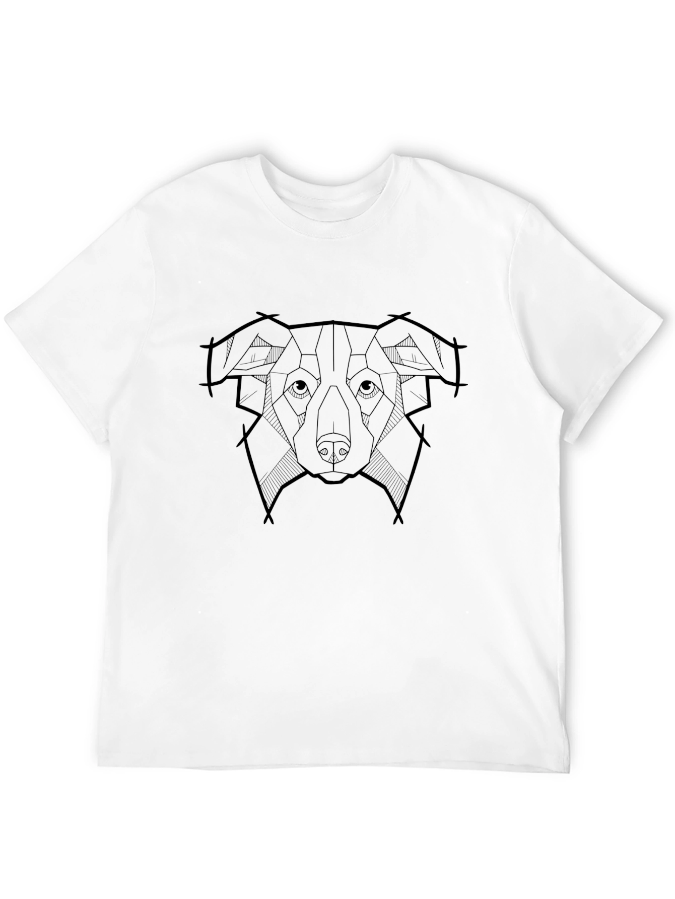 Geometric Dog Head Graphic Black T-Shirt