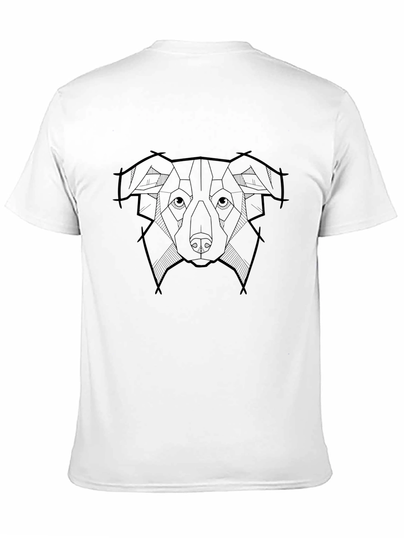 Geometric Dog Head Graphic Black T-Shirt