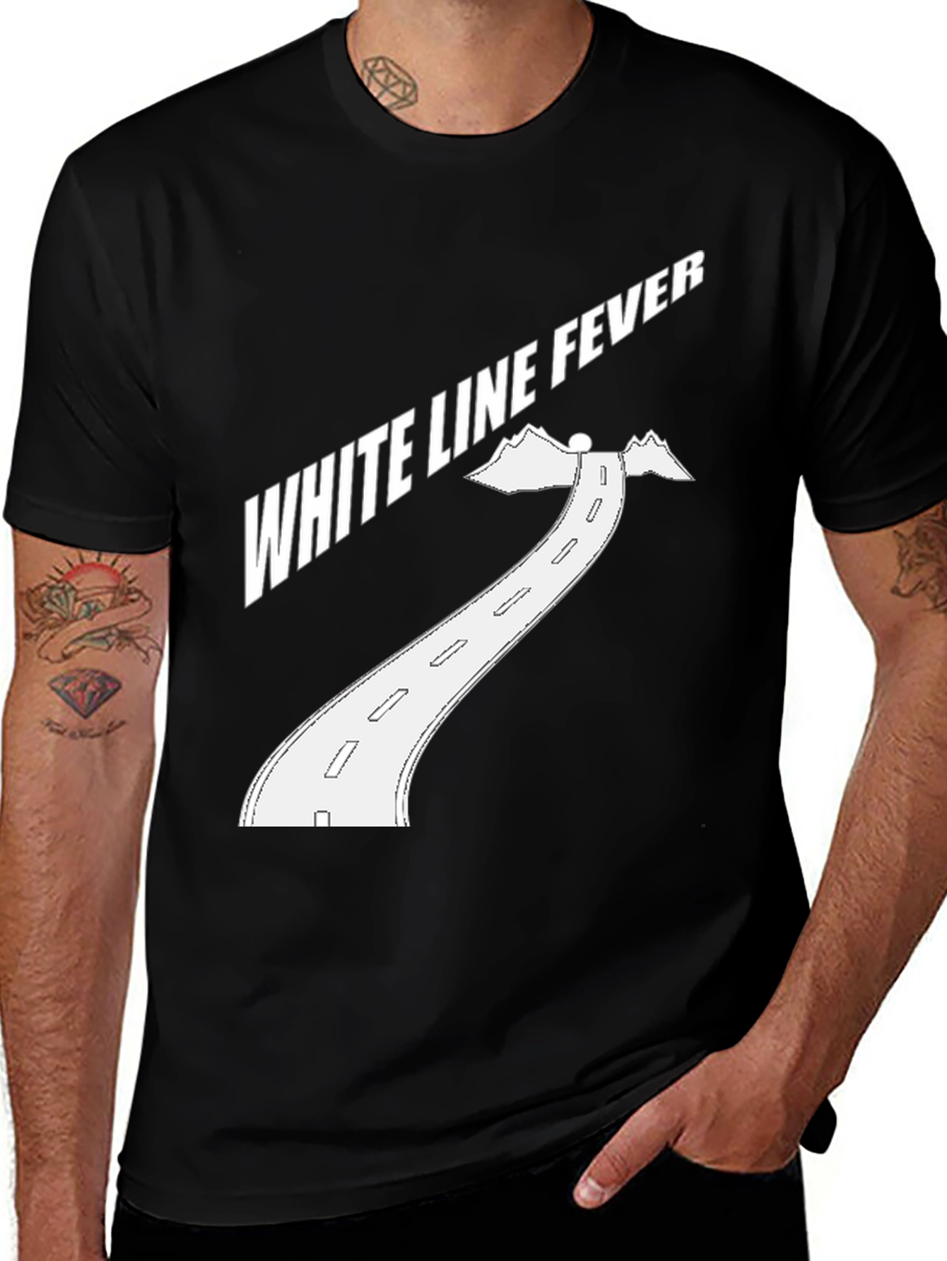 White Line Fever Graphic Tee - Black Cotton