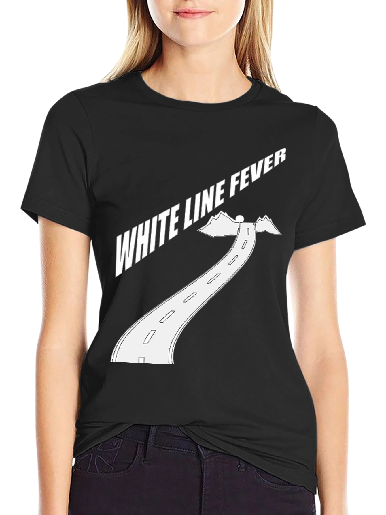White Line Fever Graphic Tee - Black Cotton
