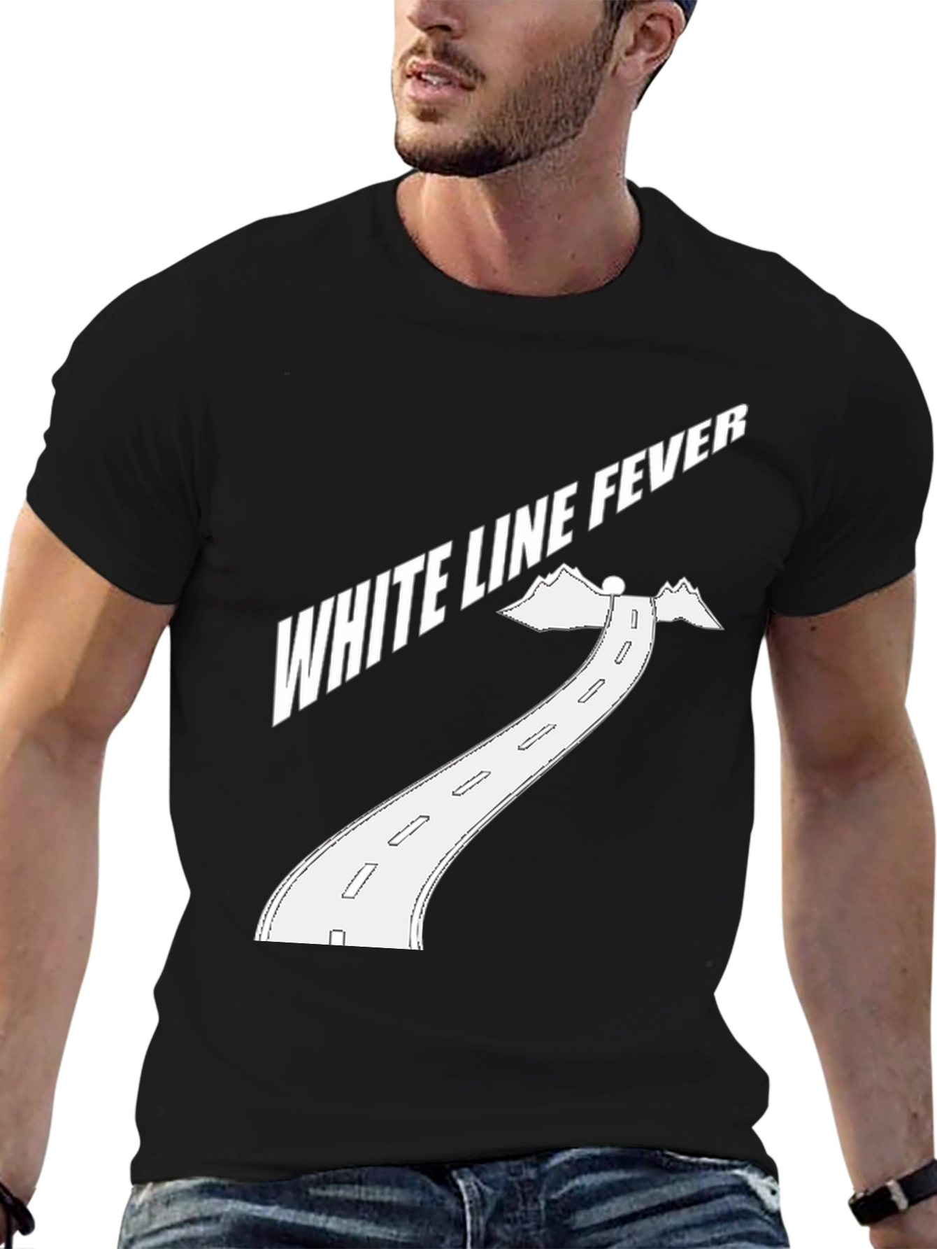White Line Fever Graphic Tee - Black Cotton
