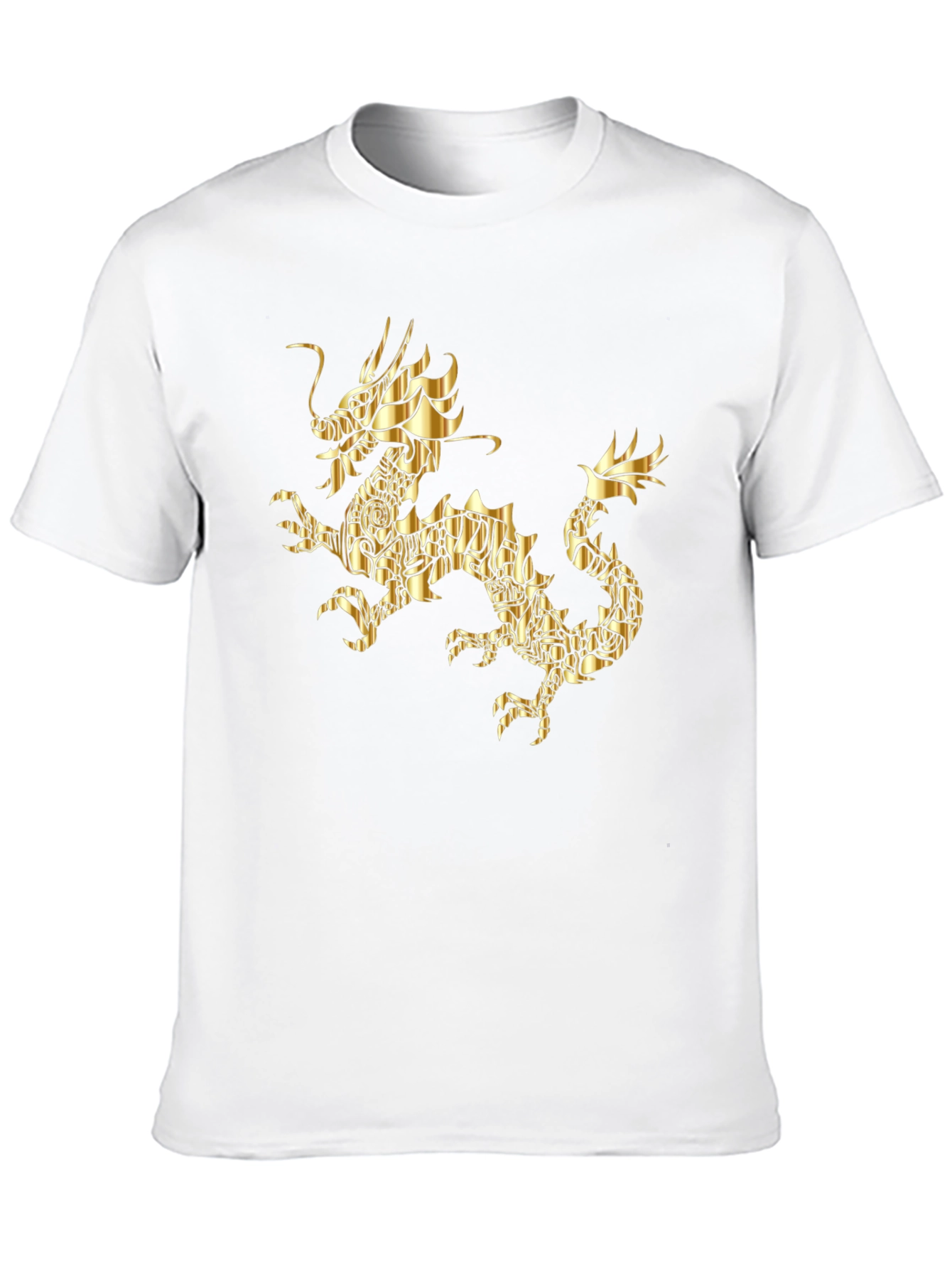 Golden Dragon Graphic Print Black T-Shirt