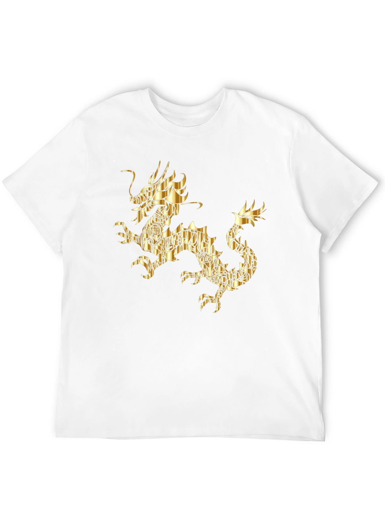 Golden Dragon Graphic Print Black T-Shirt