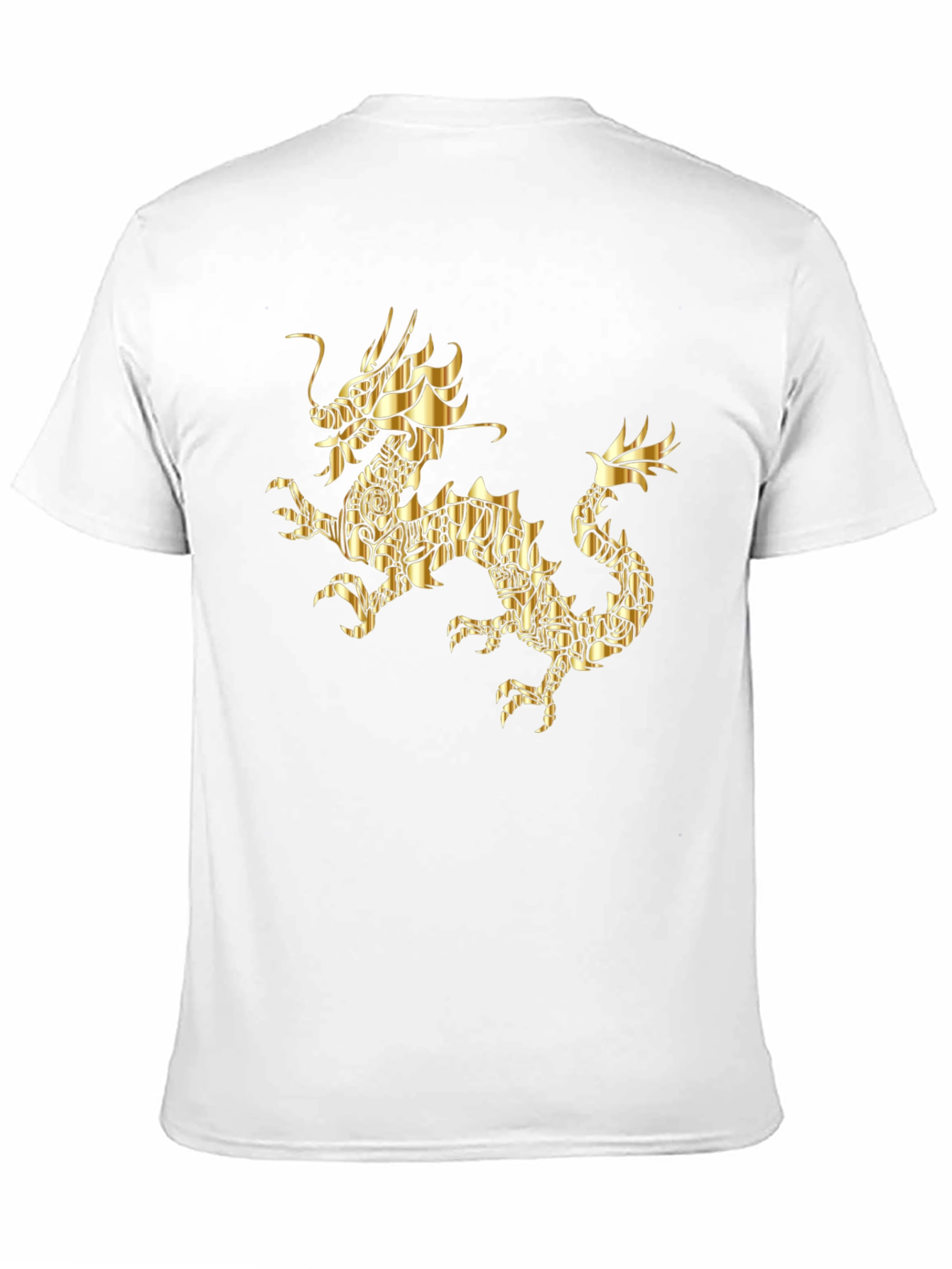 Golden Dragon Graphic Print Black T-Shirt