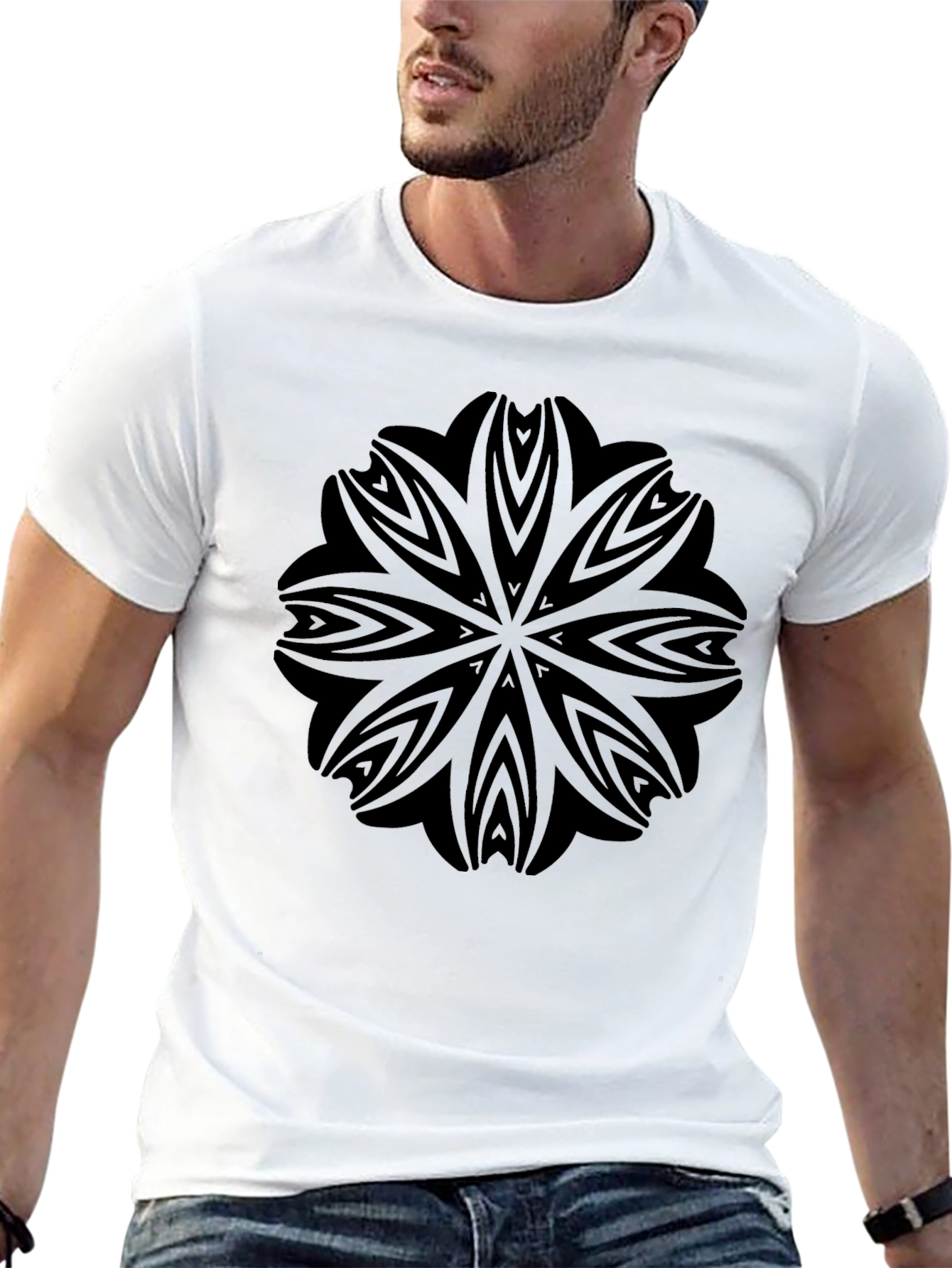 Black Mandala Graphic Tee - Stylish Mens T-Shirt