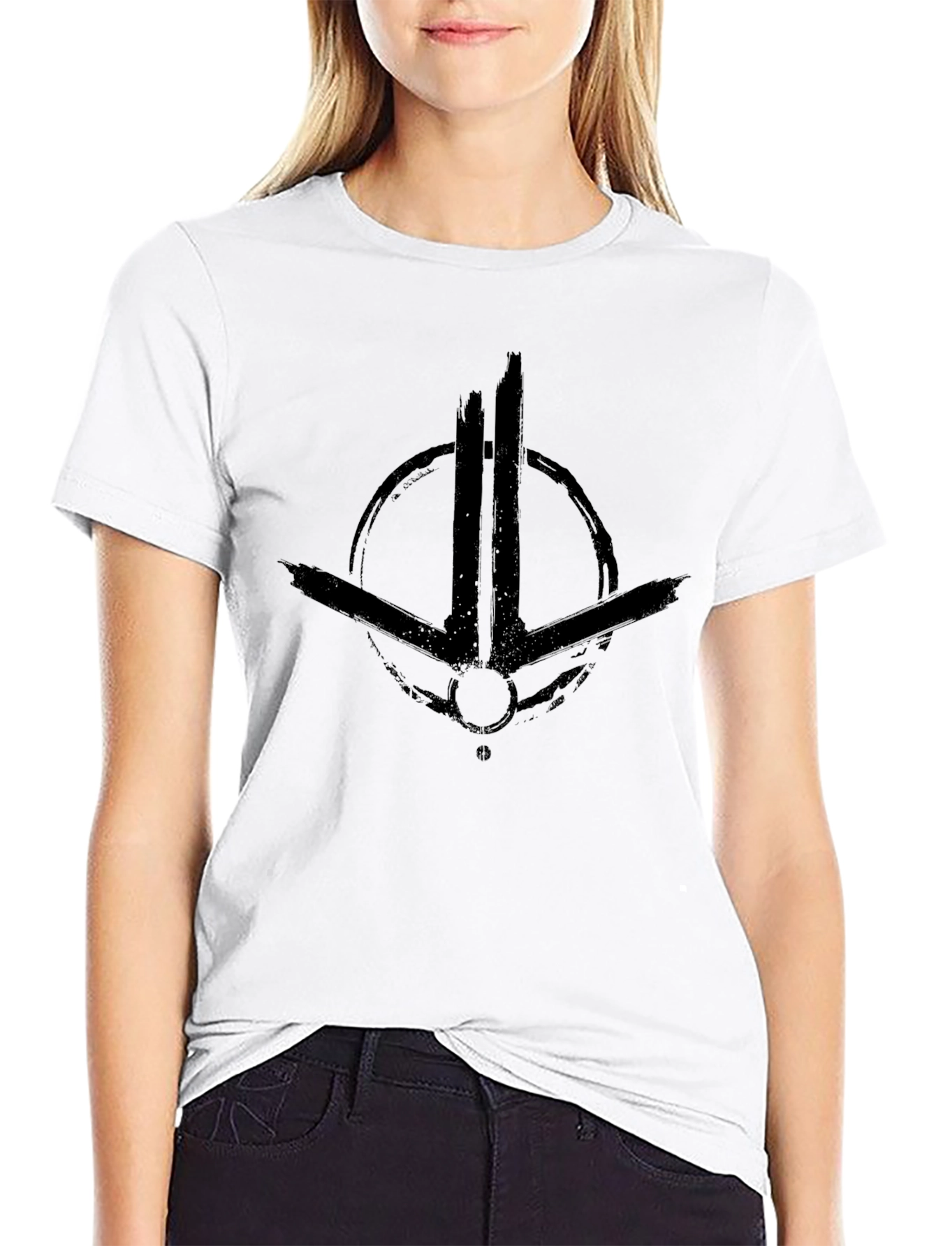 Black Graphic Tee - Abstract Symbol Design