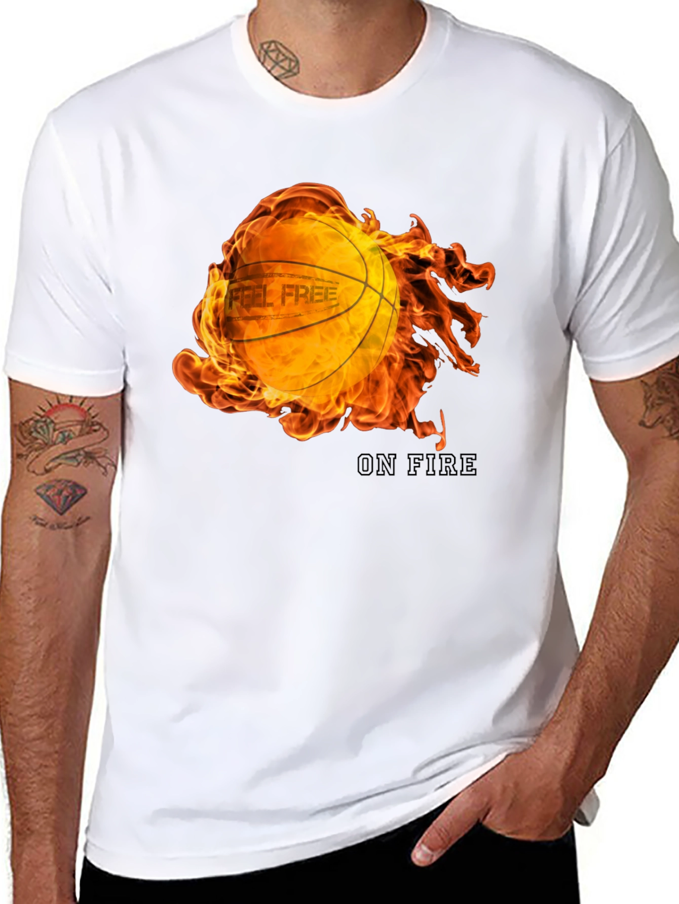 Feel Free On Fire Basketball Graphic T-Shirt