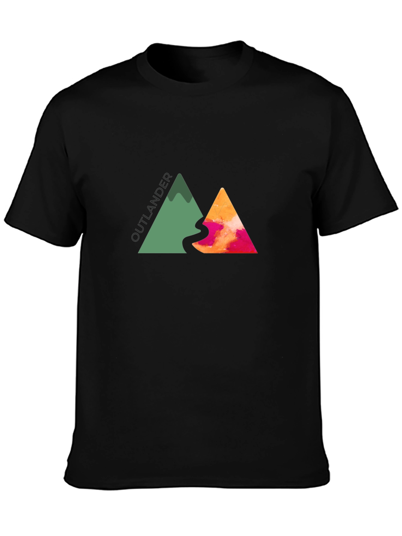 Outlander Mountain Graphic Tee - Black Cotton Blend