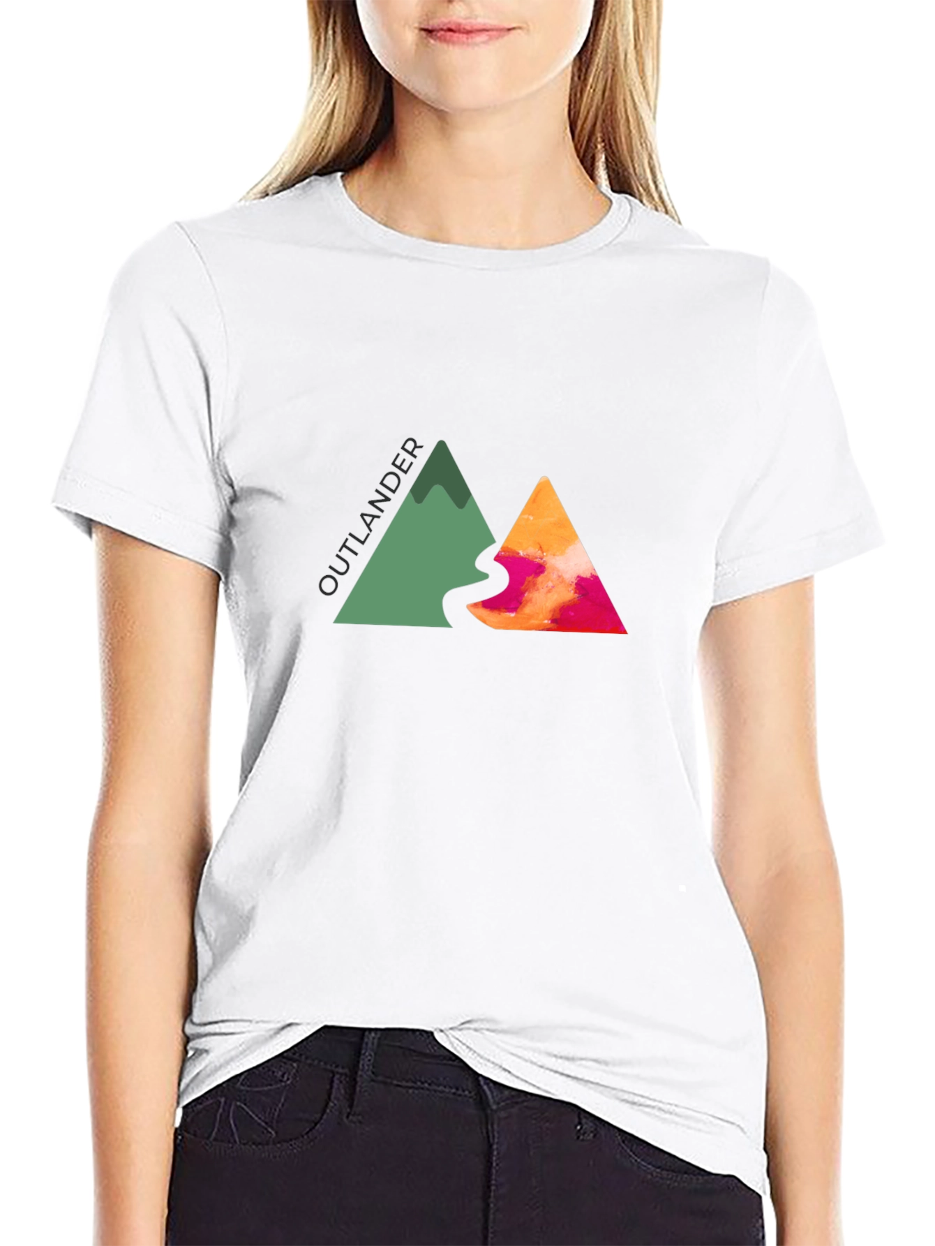 Outlander Mountain Graphic Tee - Black Cotton Blend