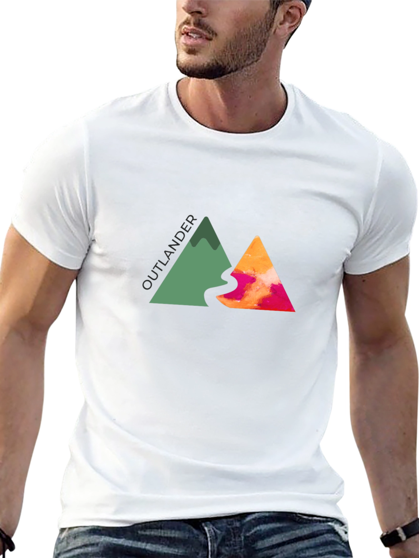 Outlander Mountain Graphic Tee - Black Cotton Blend
