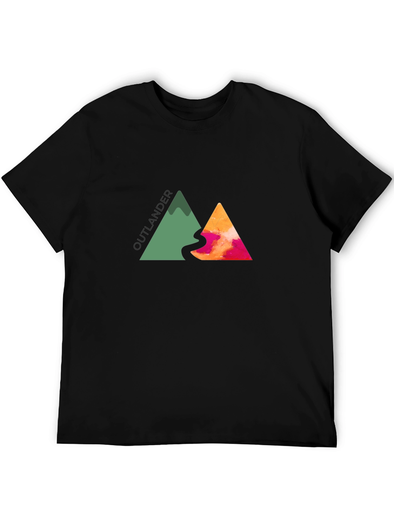 Outlander Mountain Graphic Tee - Black Cotton Blend