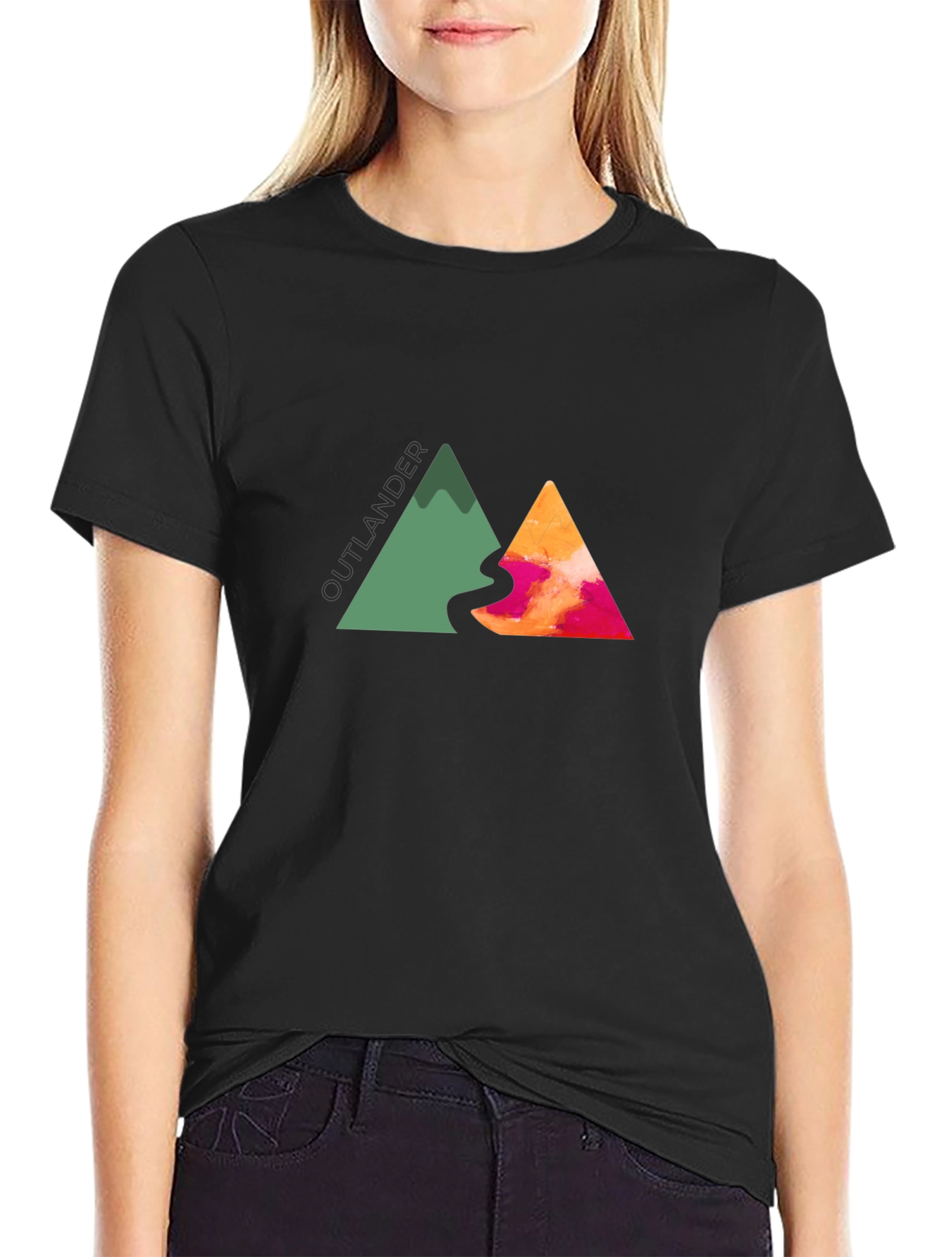 Outlander Mountain Graphic Tee - Black Cotton Blend
