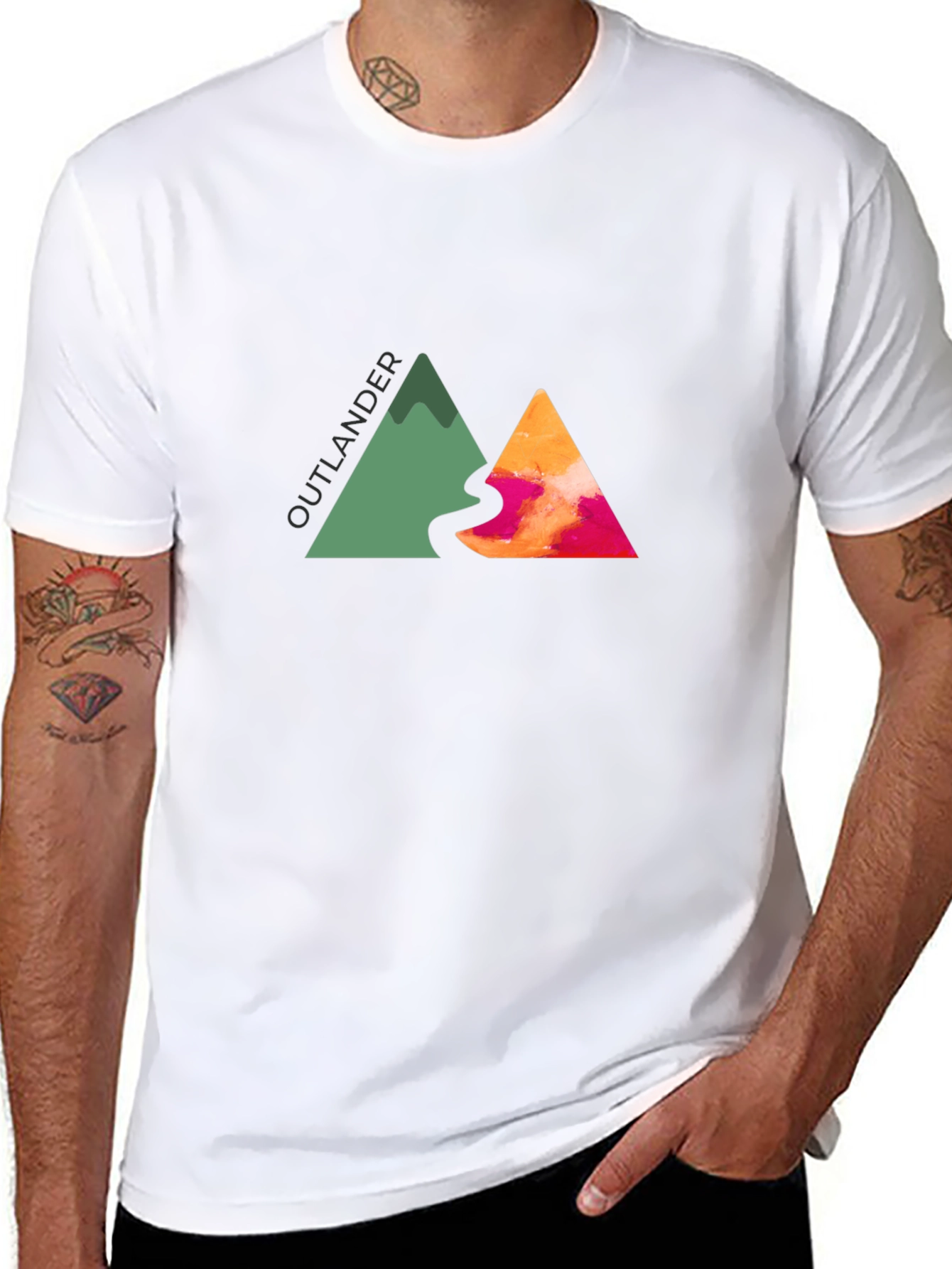 Outlander Mountain Graphic Tee - Black Cotton Blend