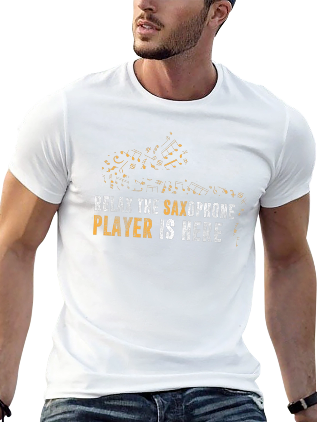 Relax Saxophone Player T-Shirt - Music Note Graphic Tee