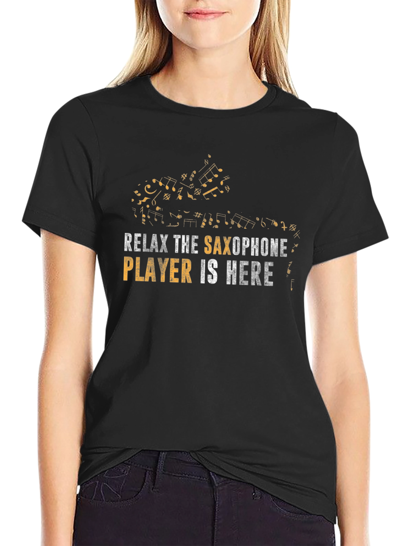Relax Saxophone Player T-Shirt - Music Note Graphic Tee