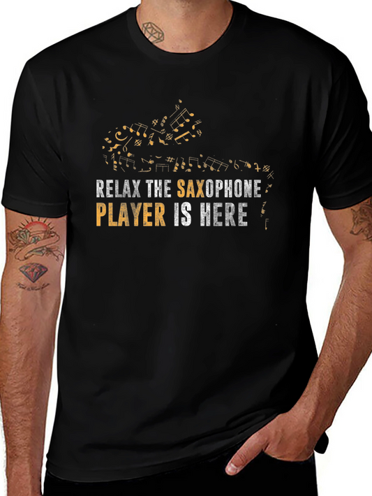 Relax Saxophone Player T-Shirt - Music Note Graphic Tee