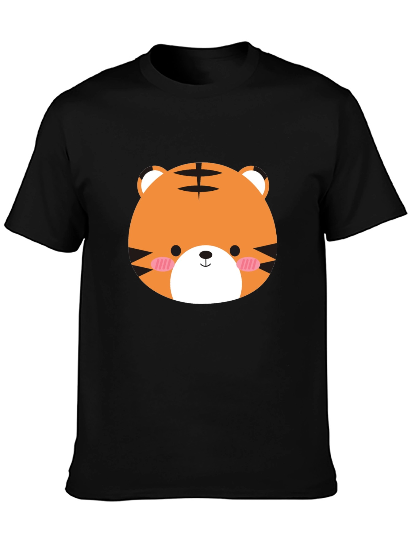 Cute Tiger Graphic Tee - Mens Black Cotton Shirt