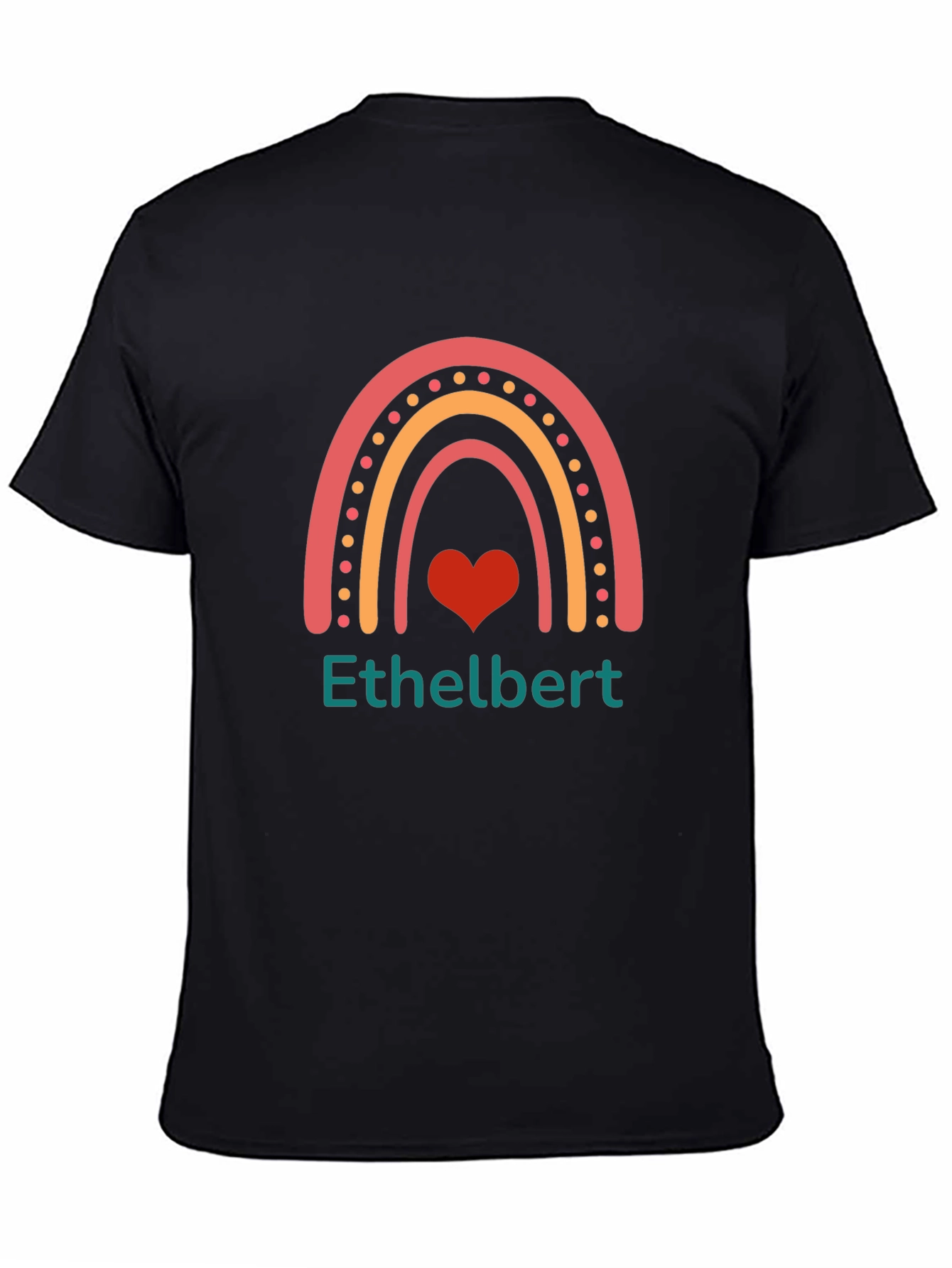 Ethelbert Rainbow Heart Black T-Shirt