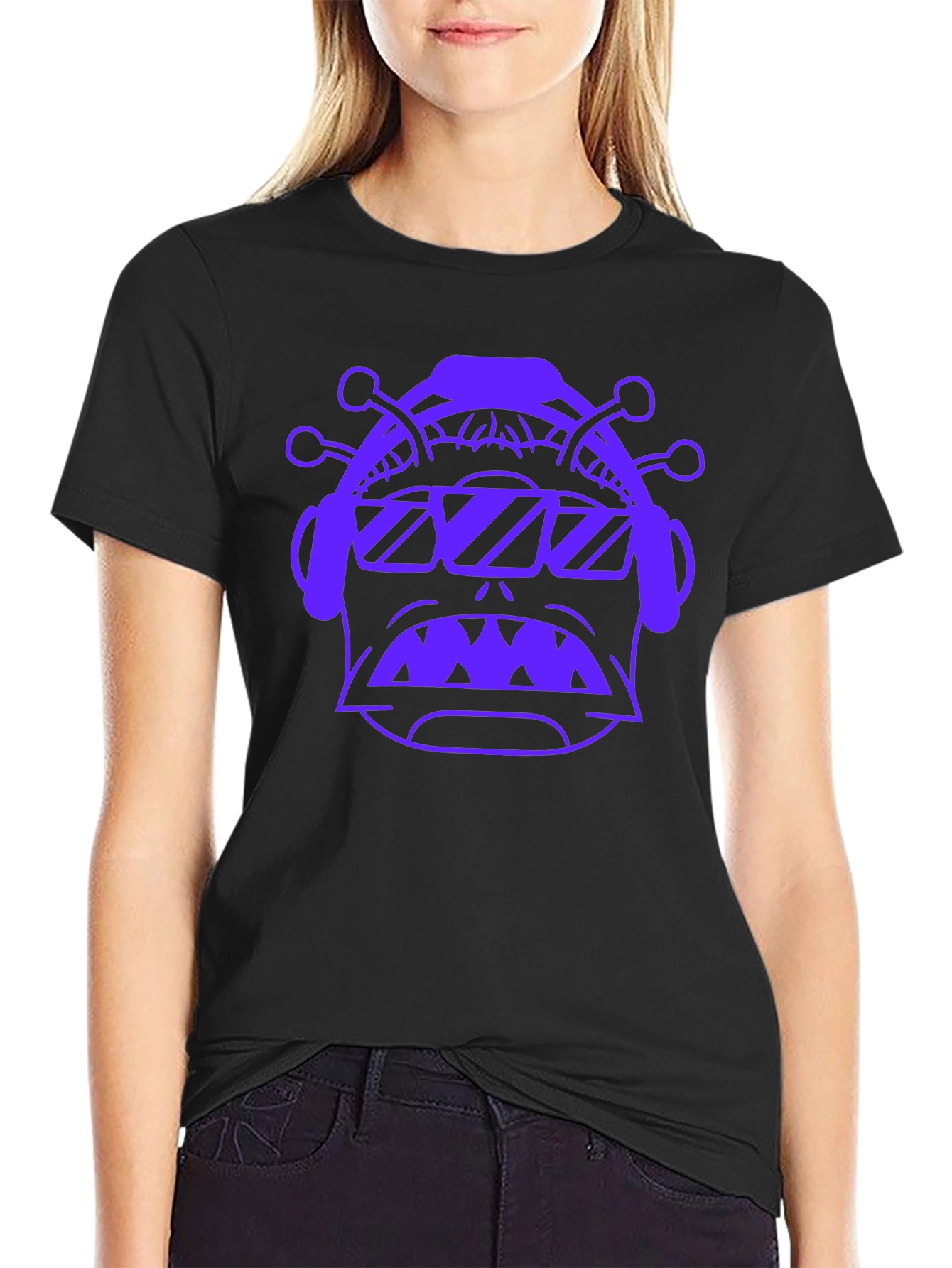 Retro Alien Graphic Black T-Shirt