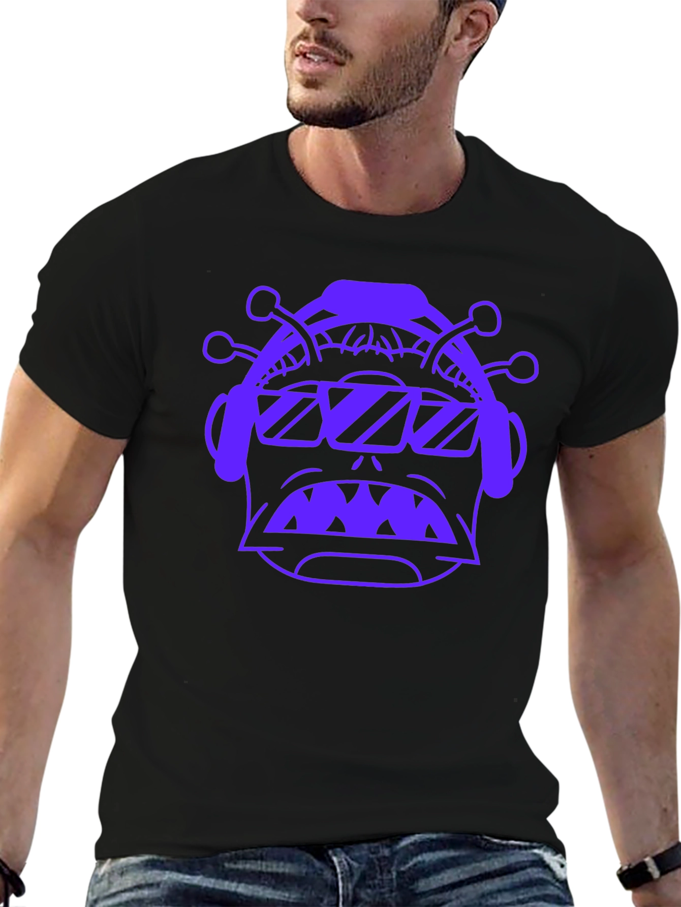 Retro Alien Graphic Black T-Shirt