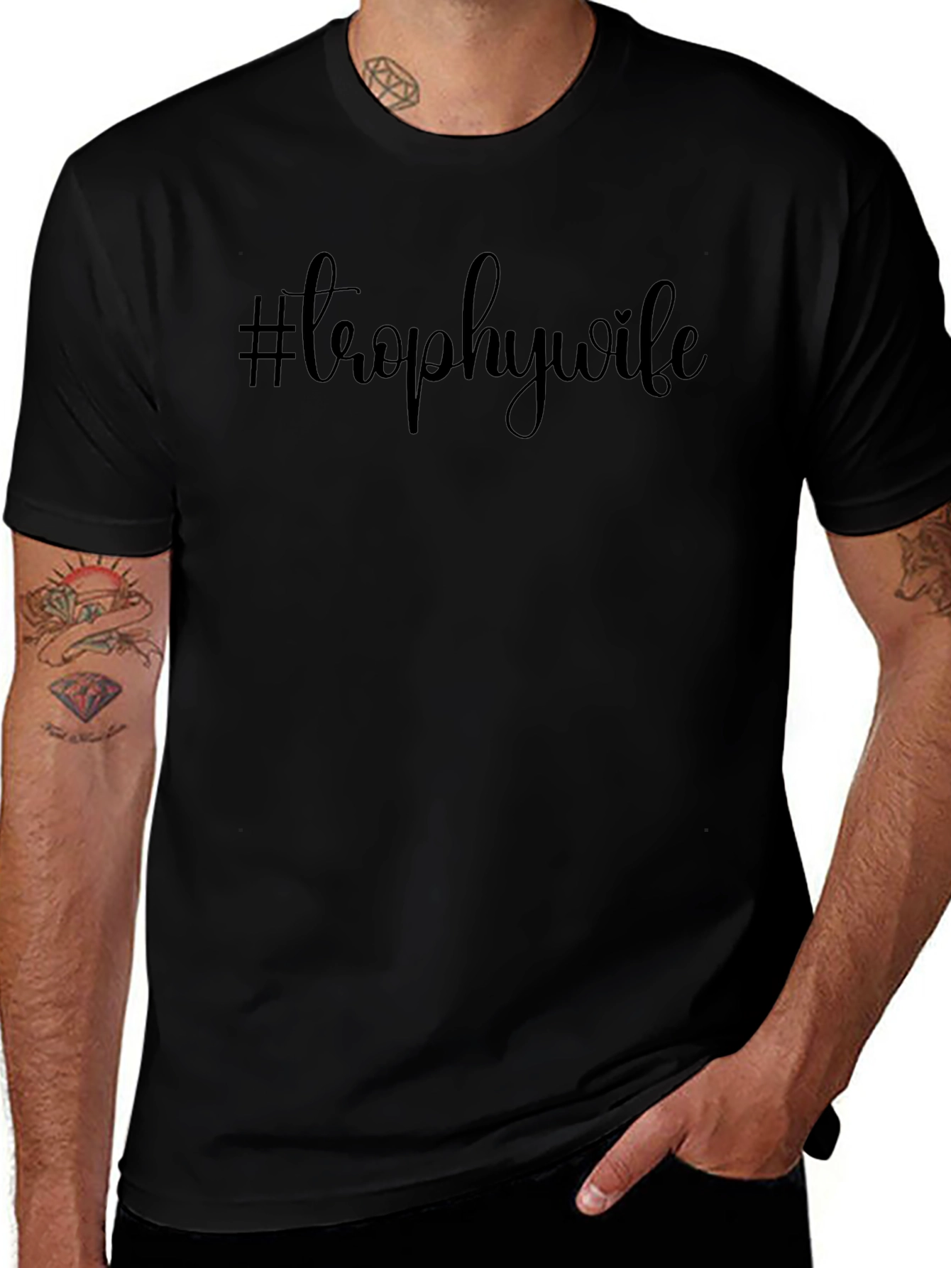 #TrophyWife Black Graphic Tee Shirt - Trendy Casual Wear