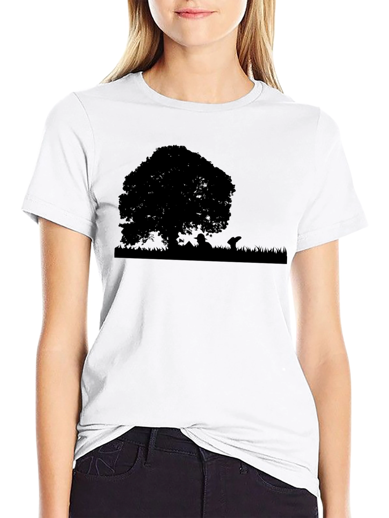 Nature Silhouette Tree Graphic Tee - Black
