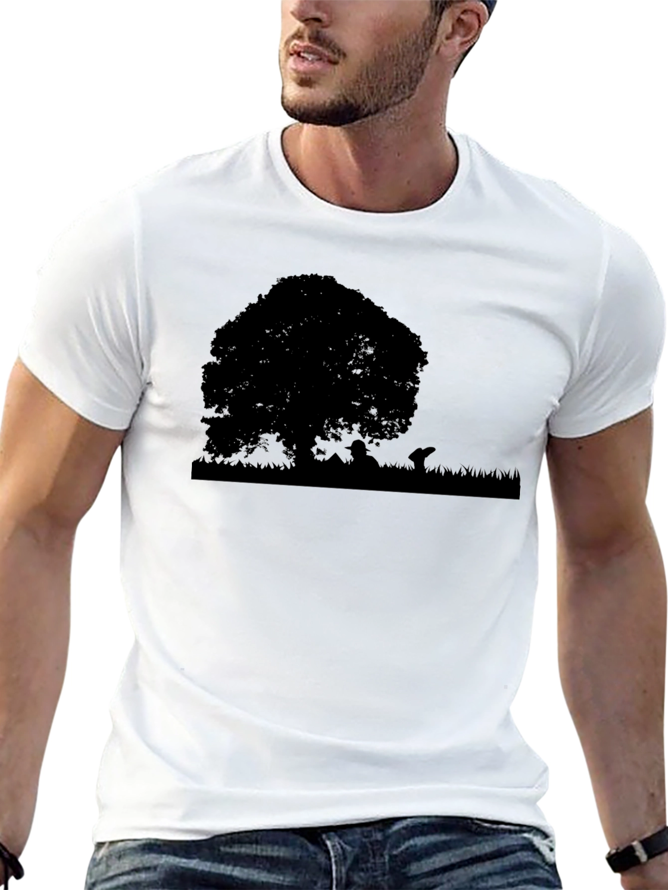 Nature Silhouette Tree Graphic Tee - Black