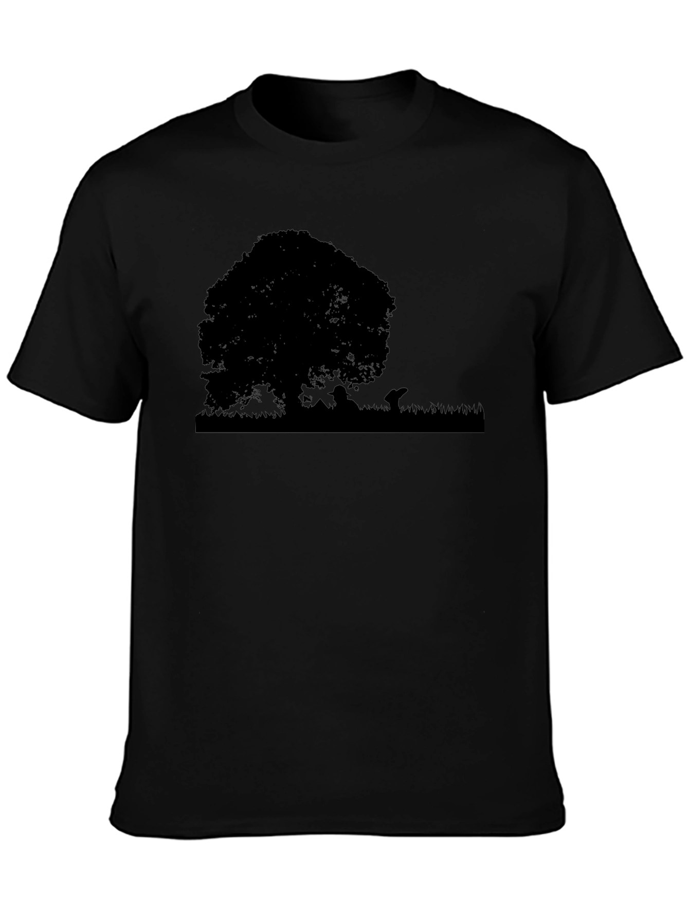 Nature Silhouette Tree Graphic Tee - Black