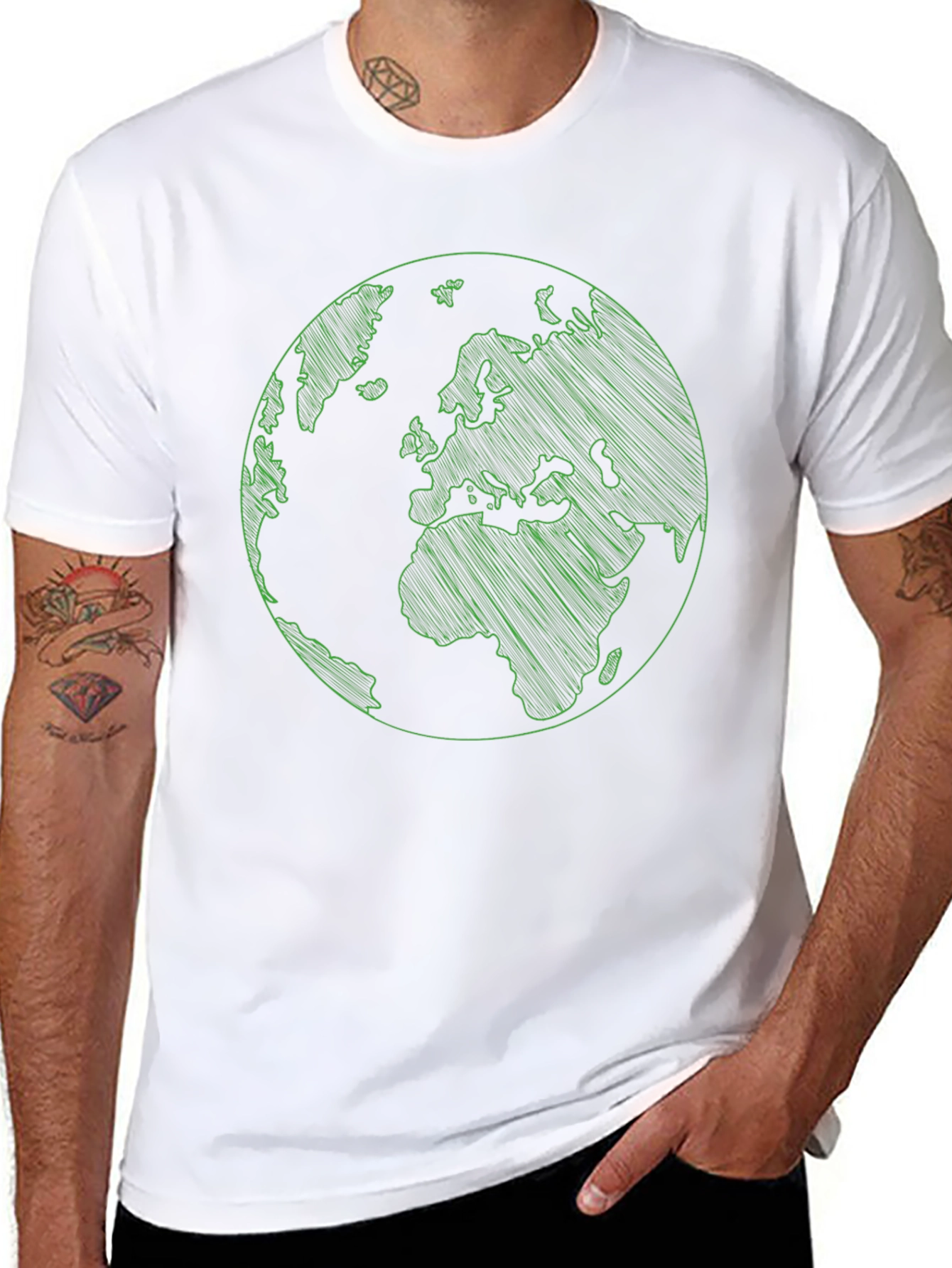 Earth Graphic Print Mens Black T-Shirt