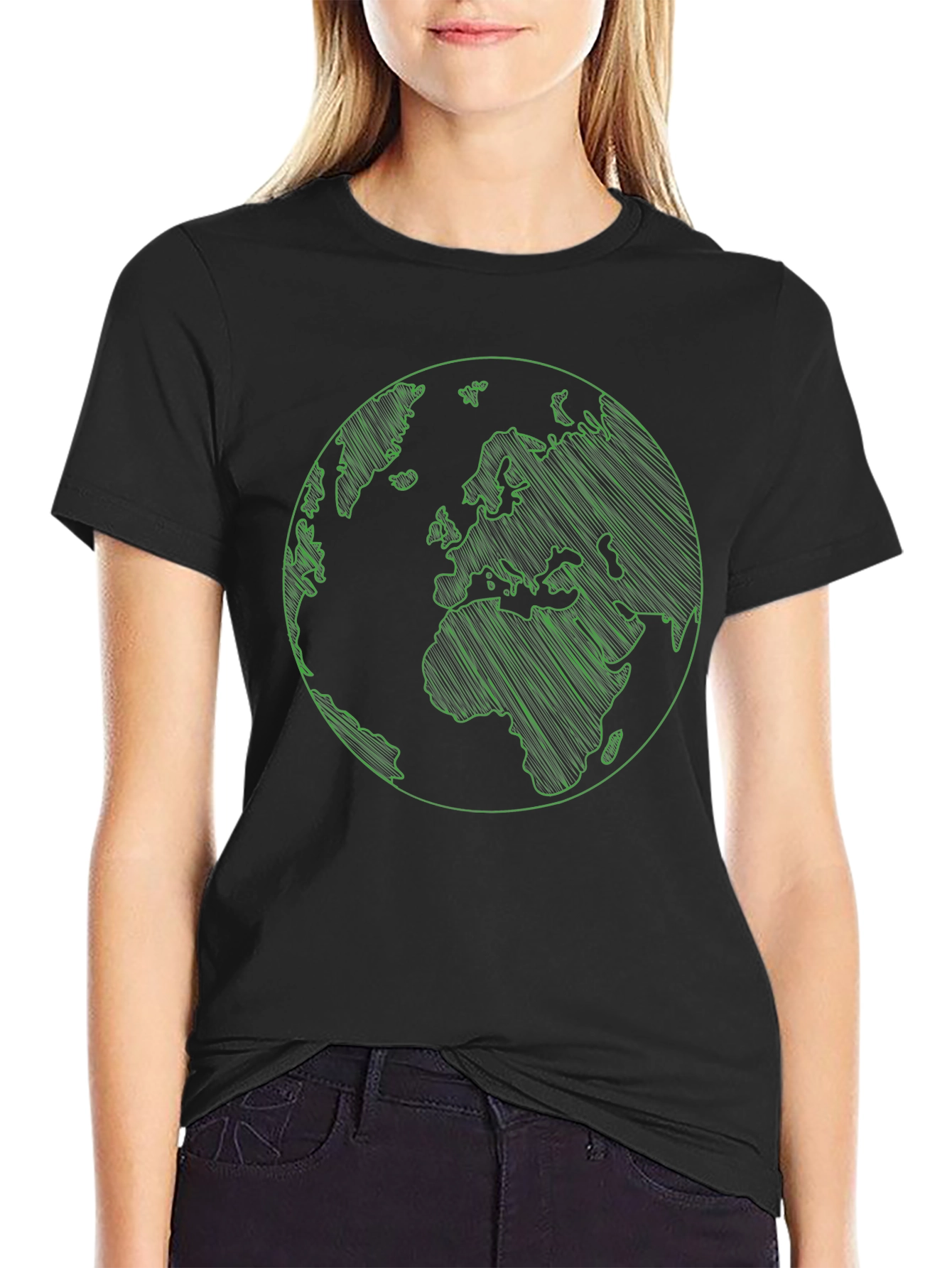 Earth Graphic Print Mens Black T-Shirt