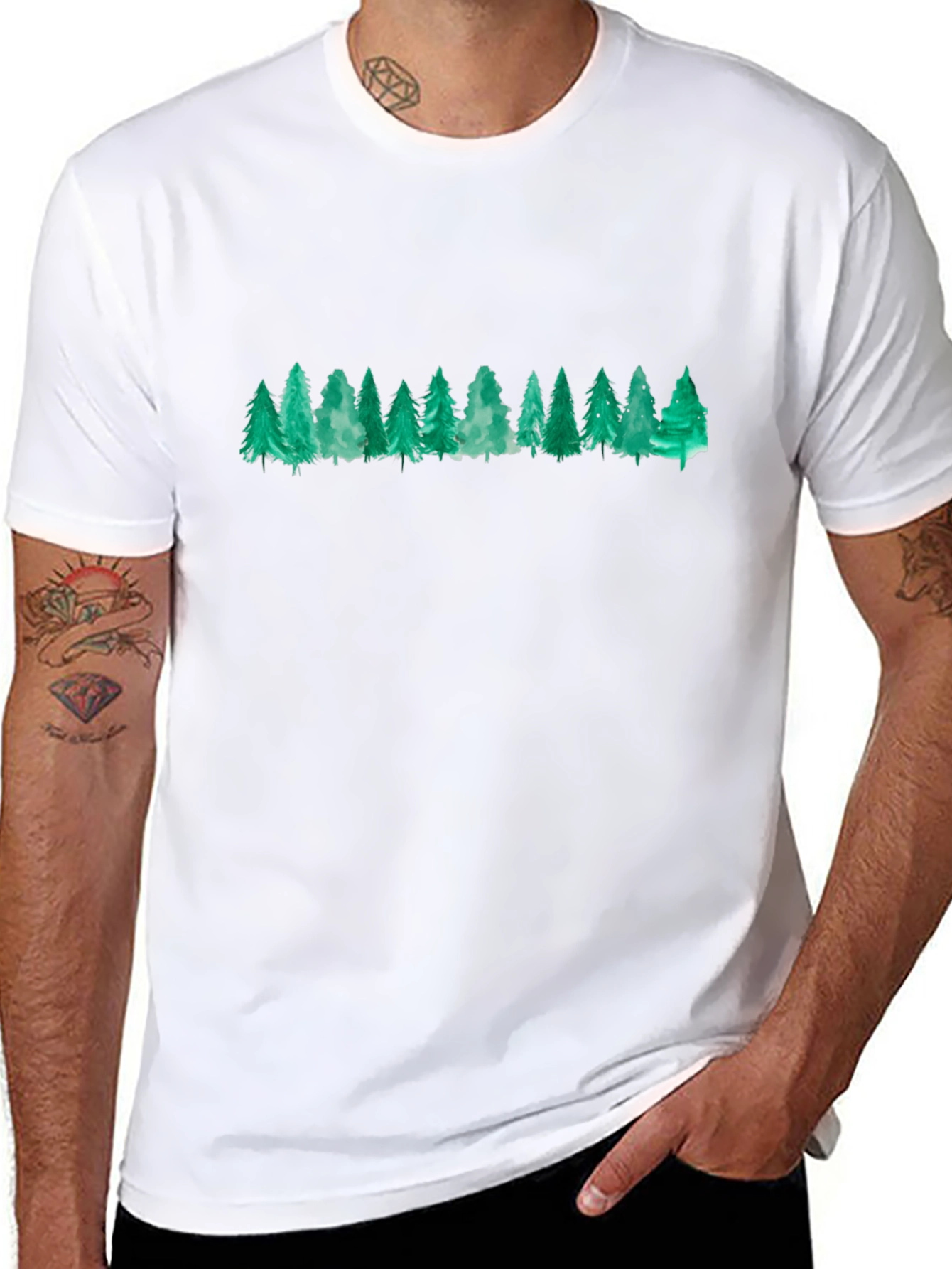 Nature-Lovers Black T-Shirt: Forest Design