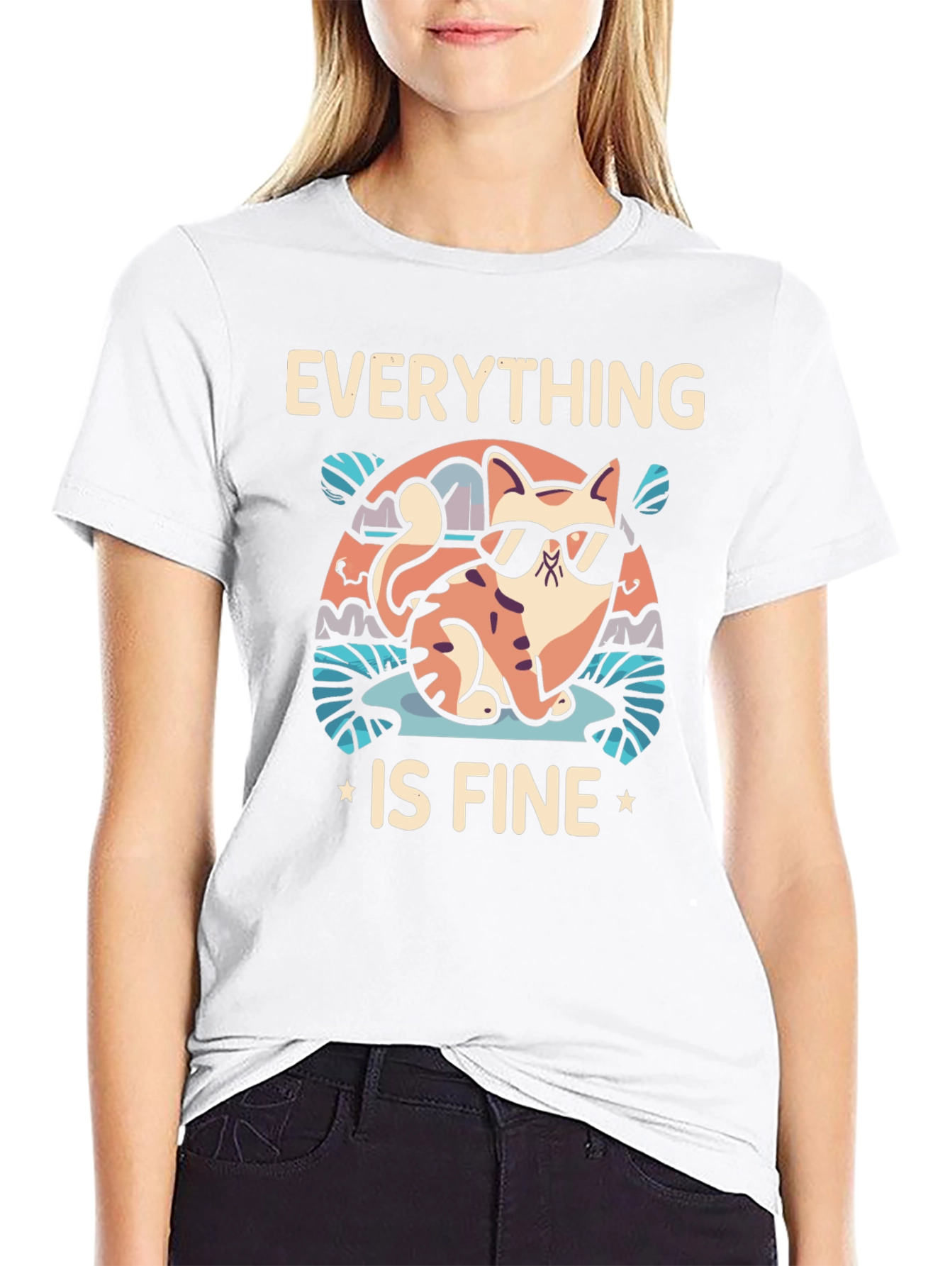Everything Is Fine Cat T-Shirt