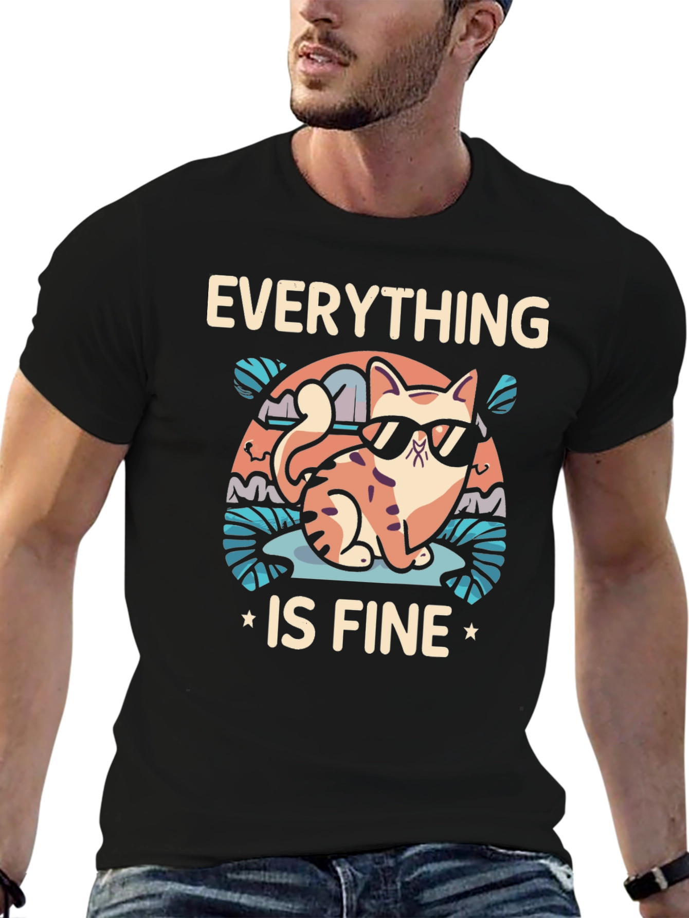 Everything Is Fine Cat T-Shirt