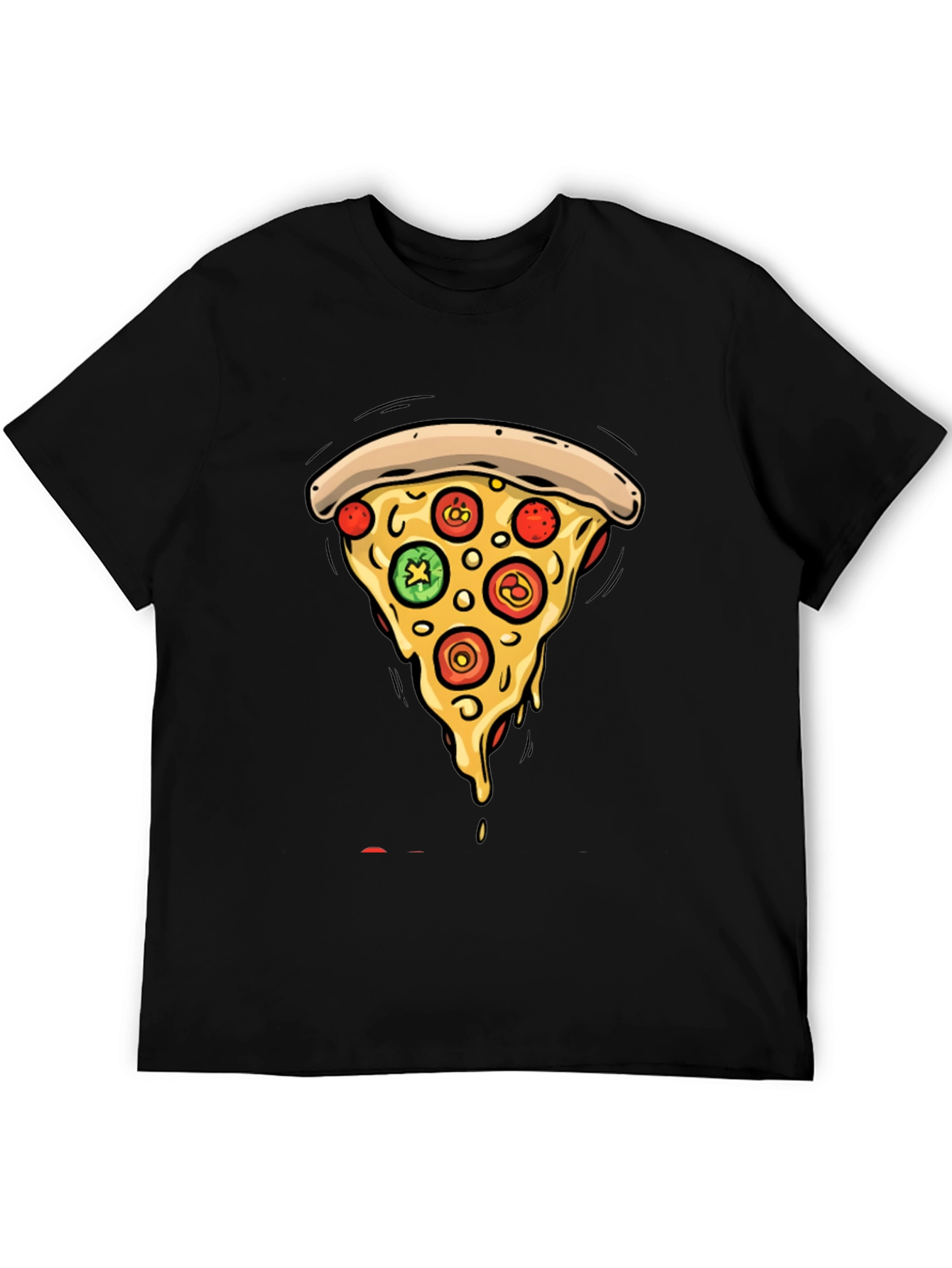 Pizza Slice Graphic Tee - Casual Black T-Shirt