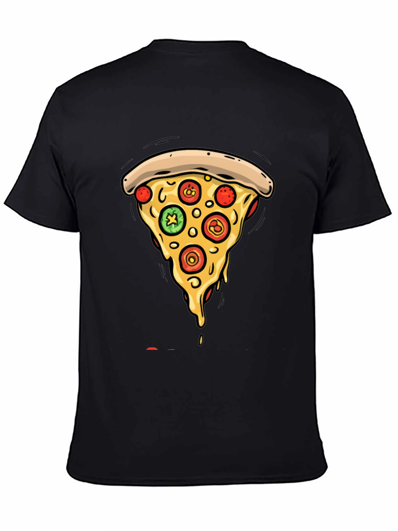 Pizza Slice Graphic Tee - Casual Black T-Shirt
