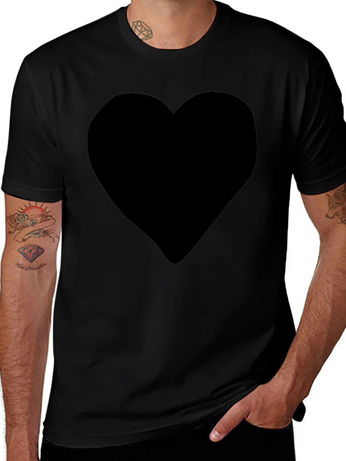 Black Heart Graphic Tee - Mens Crew Neck