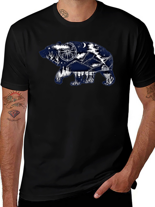 Bear Silhouette Graphic Print T-Shirt