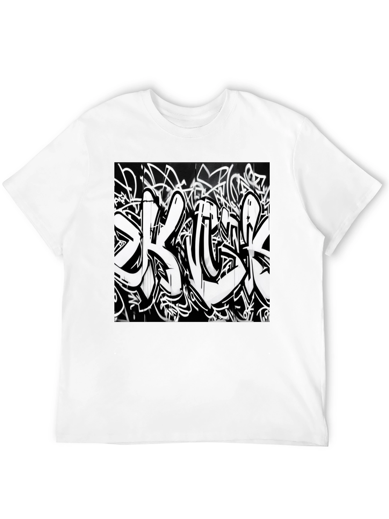 Black T-Shirt with Graffiti Print