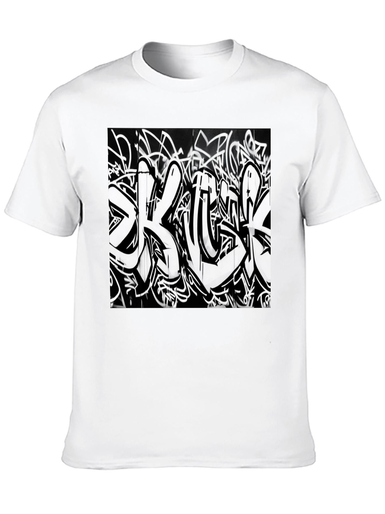Black T-Shirt with Graffiti Print
