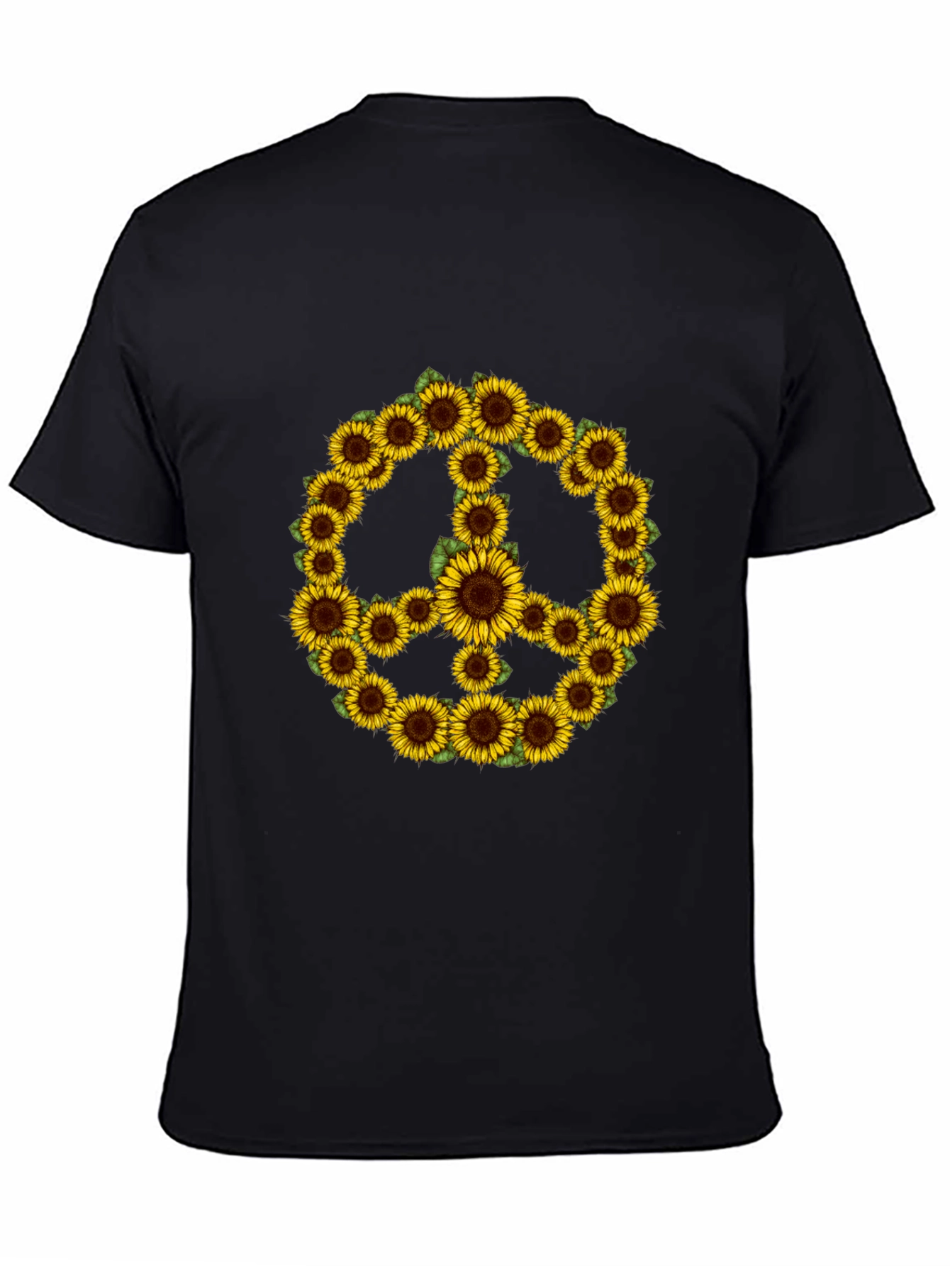 Sunflower Peace Sign Black T-Shirt