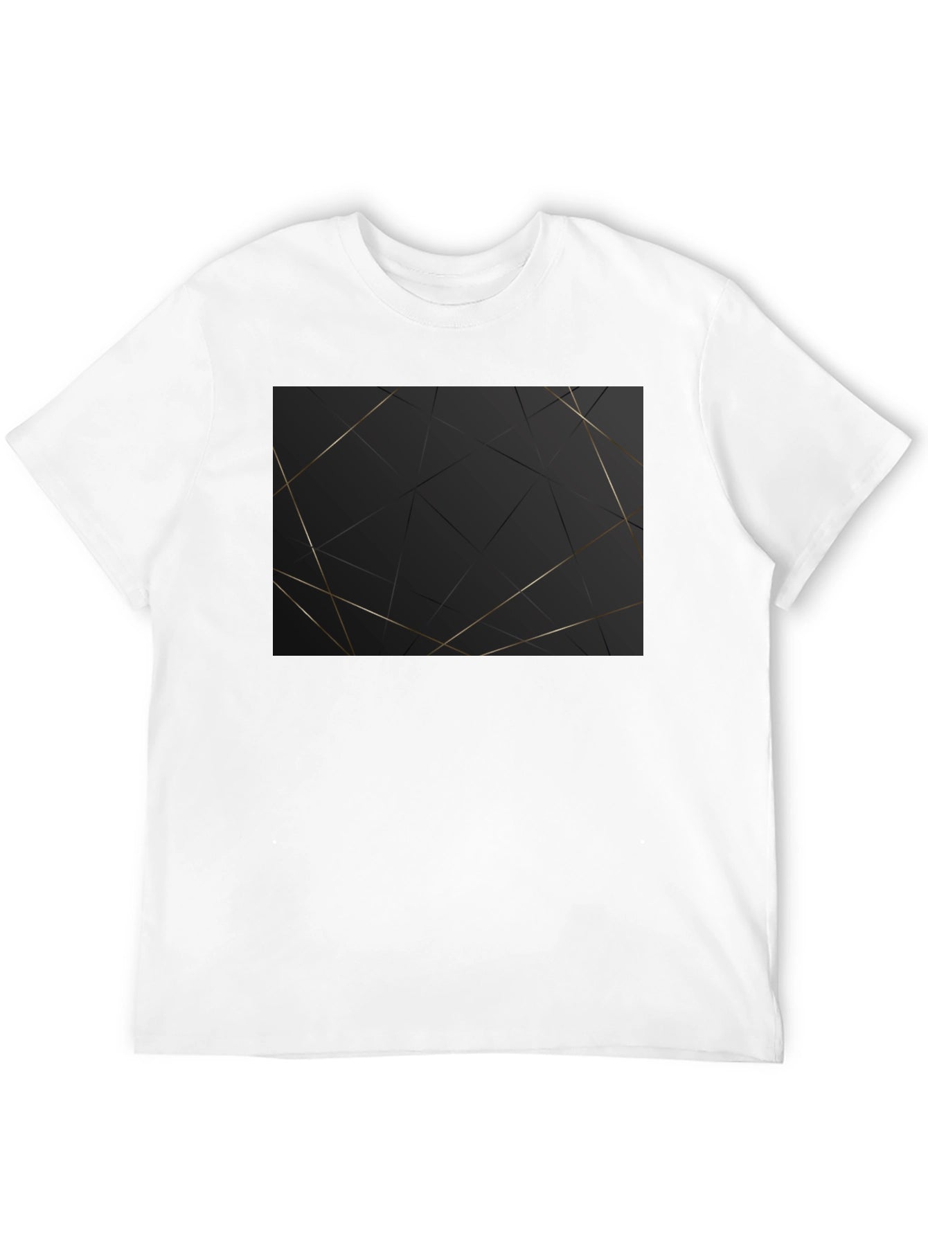 Geometric Gold Line Black T-Shirt