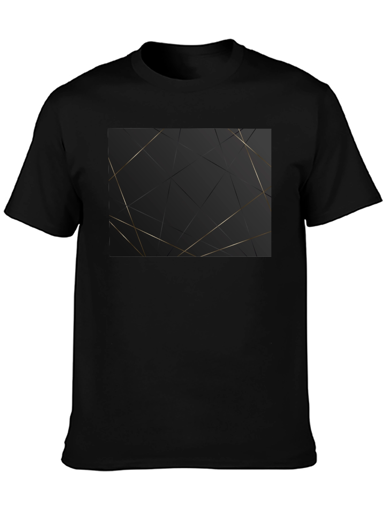 Geometric Gold Line Black T-Shirt