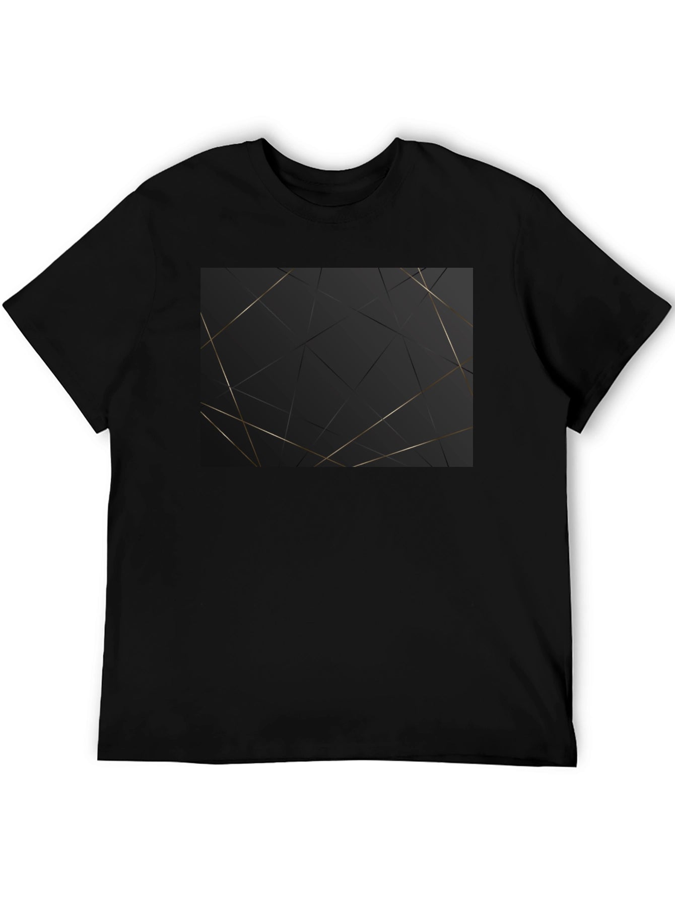 Geometric Gold Line Black T-Shirt