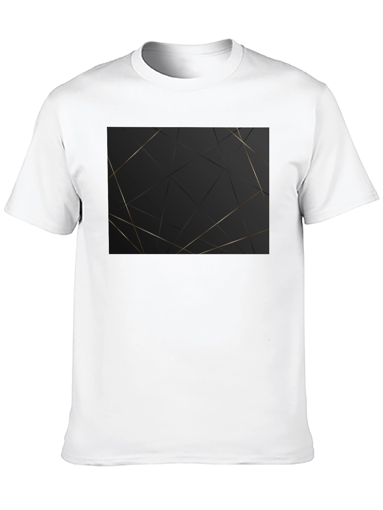 Geometric Gold Line Black T-Shirt
