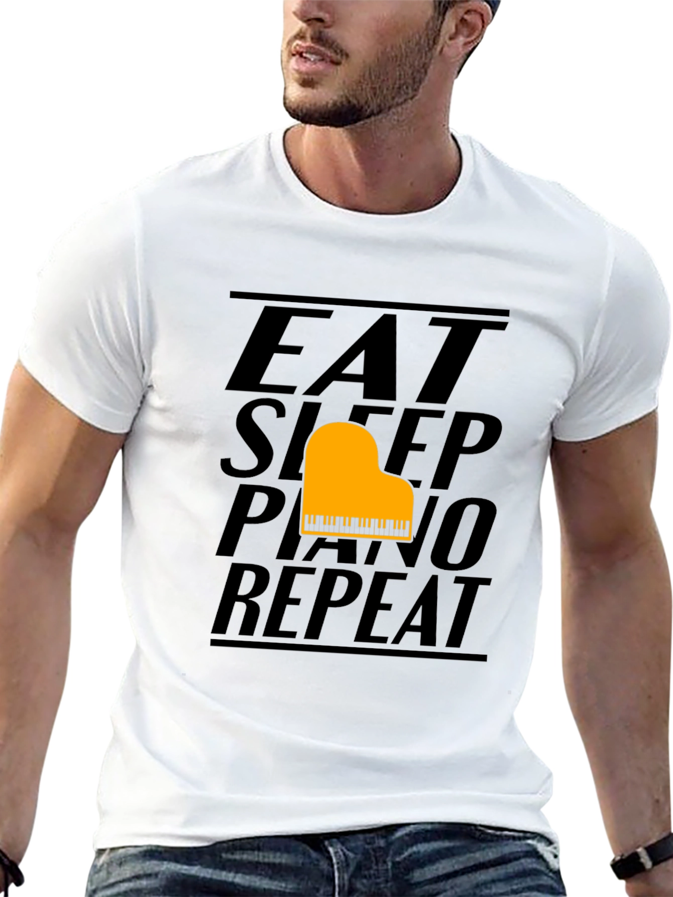 Eat Sleep Piano Repeat Black T-Shirt