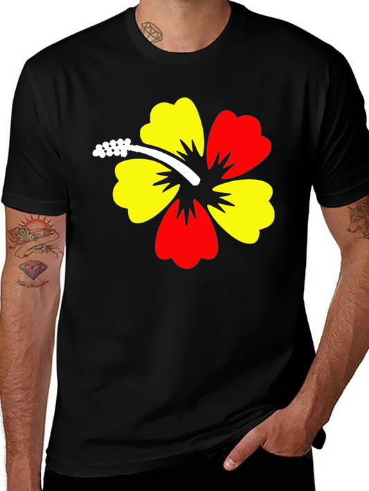 Hibiscus Flower Graphic Black T-Shirt