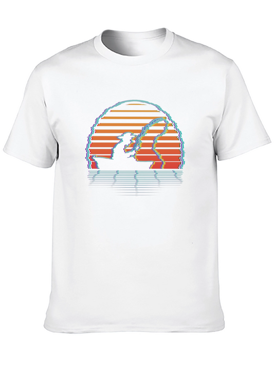 Retro Fishing T-Shirt - Sunset Design