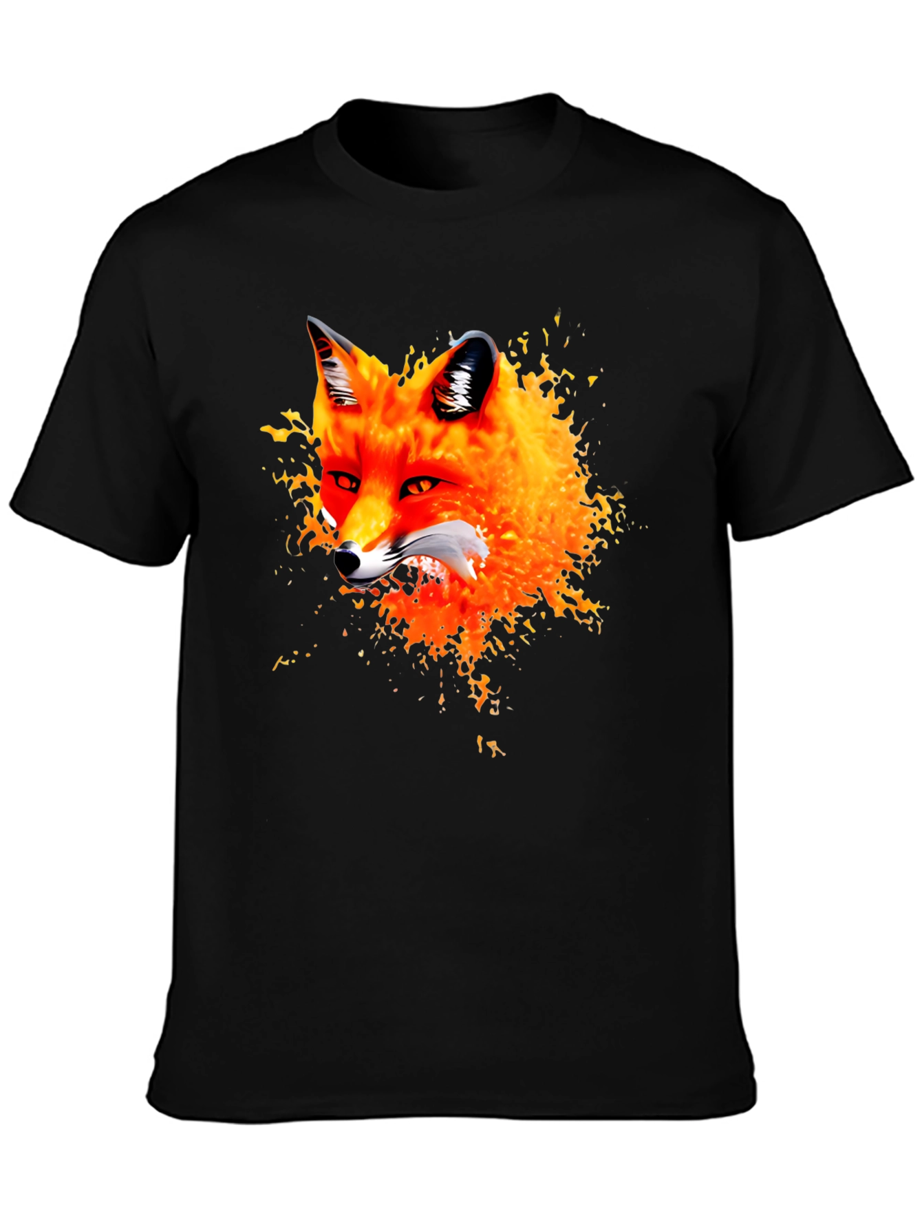 Fox Graphic Black T-Shirt - Artistic Animal Tee