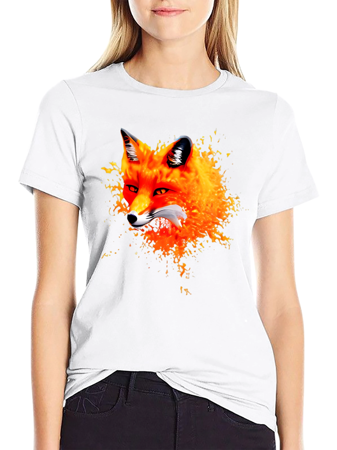 Fox Graphic Black T-Shirt - Artistic Animal Tee