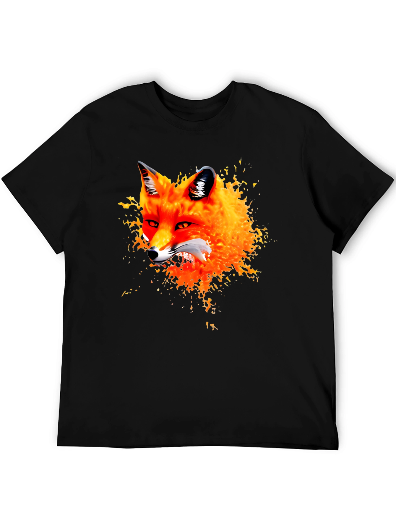 Fox Graphic Black T-Shirt - Artistic Animal Tee